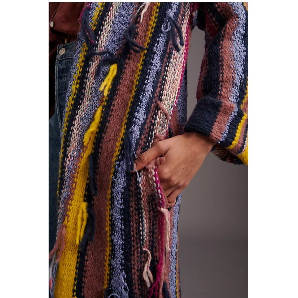 Anthropologie Pilcro Dreamer Striped Duster Sweater Multi Stripe - XS / S Petite - Picture 4 of 11